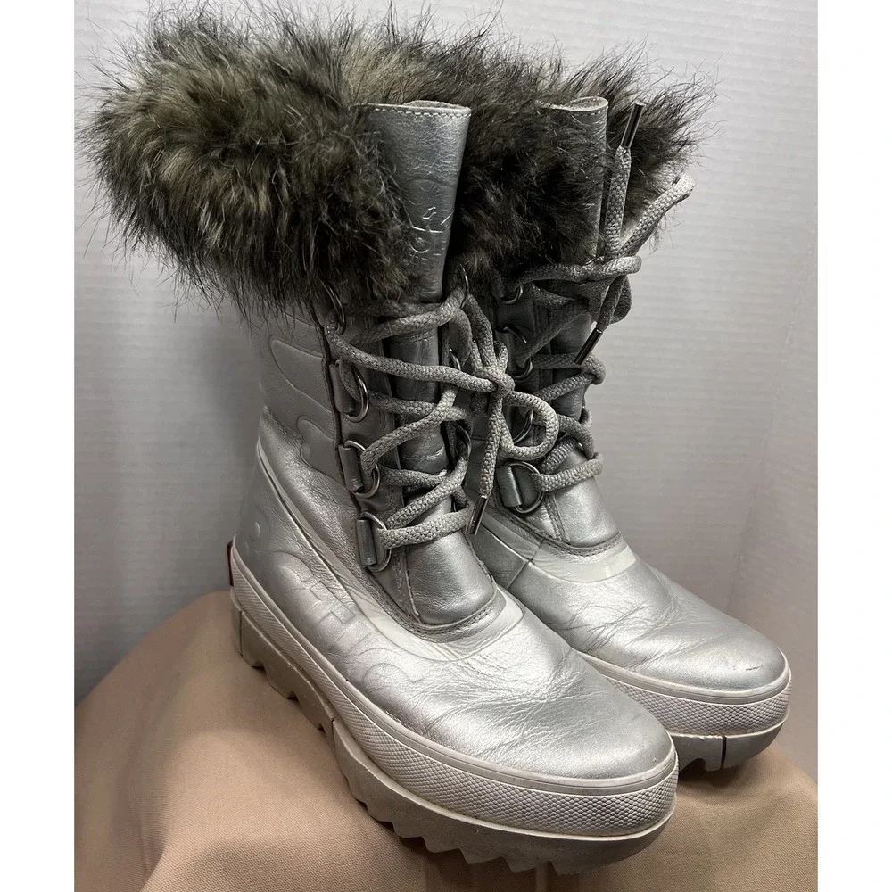 SOREL - Joan of Arctic Faux Fur Snow Boot Silver Womens 7 Teen Girl Waterproof